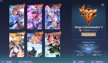 CONTA MOBILE LEGENDS MEGA COLECIONADOR GEMADA MUITO BOA E BARATA