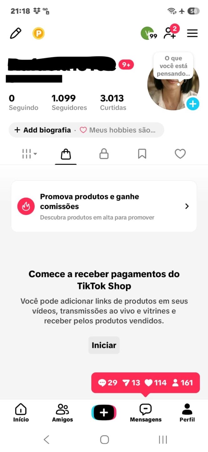 CONTA DO TIKTOK COM SHOP ATIVO +1K SEGUIDORES, LIVES ATIVAS (ENGAJAMENTO REAL)