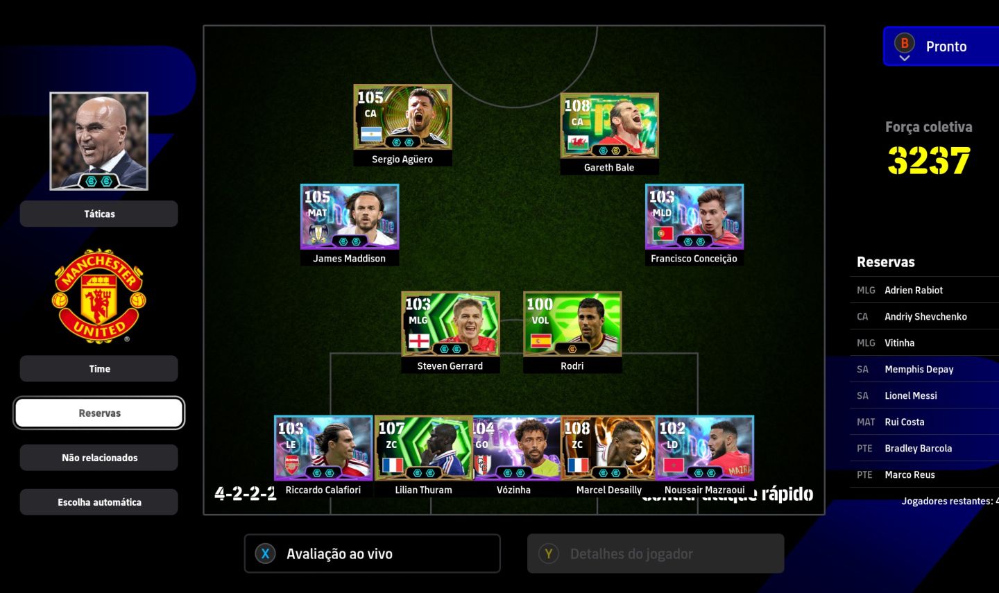 CONTA EFOOTBALL STEAM 3237| BALE 108 |DESAILLY 108|THURAN 107|AGÜERO 105|CR7 105