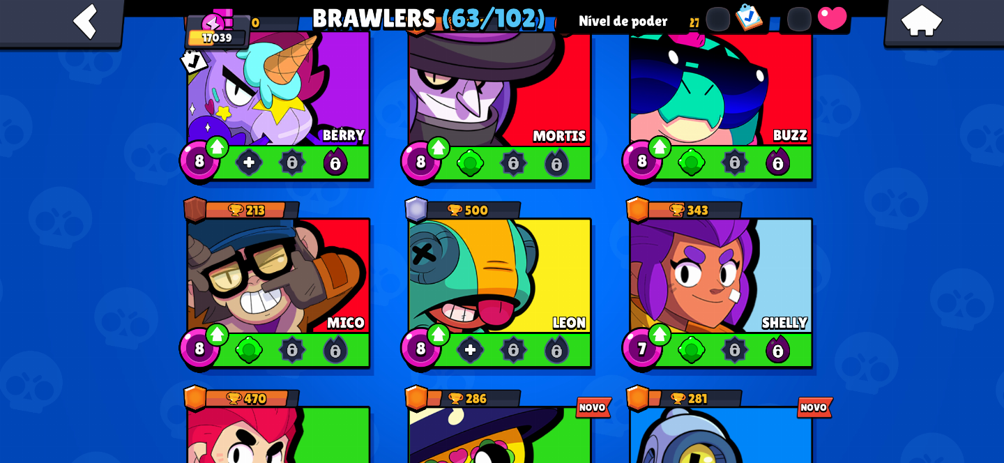 Conta de brawl stars com 1 prestigios e varios brawlers lendários e skins