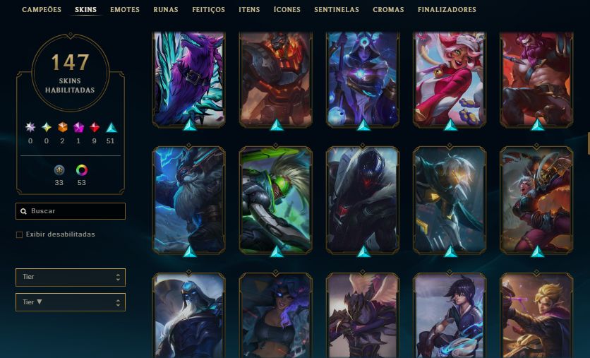 CONTA NIVEL 292 / 147 SKINS / MF EXOCÓSMICA/ 9 LENDÁRIAS/ 51 ÉPICAS /TODOS CHAMP
