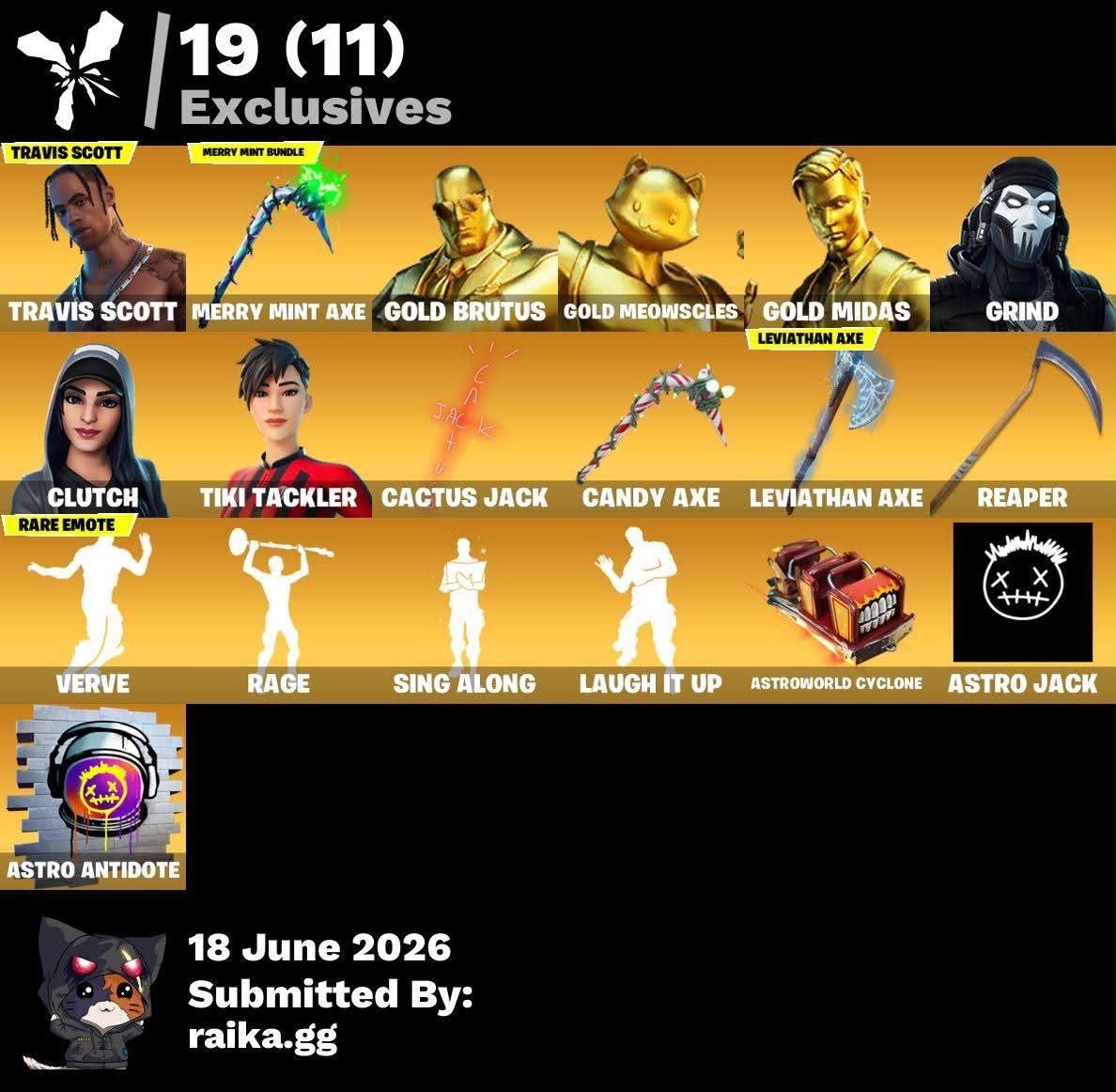 CONTA FORTNITE FULL ACESSO | 223 SKINS | TRAVIS SCOTT| MERRY MINT AXE