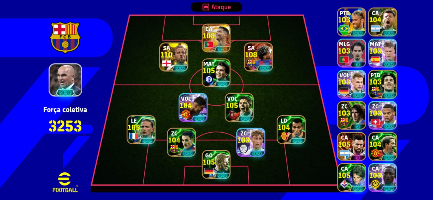 Conta efootball novo Harry Kane, CR7 big time, Yamal big time e Messi big time