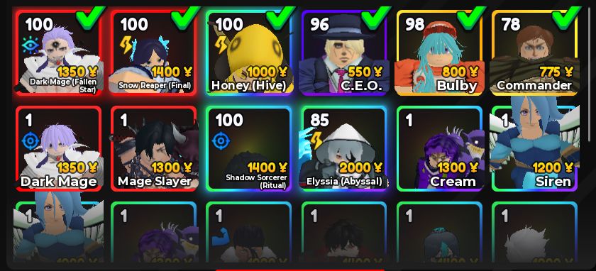 Anime Adventures Skins Units e contas