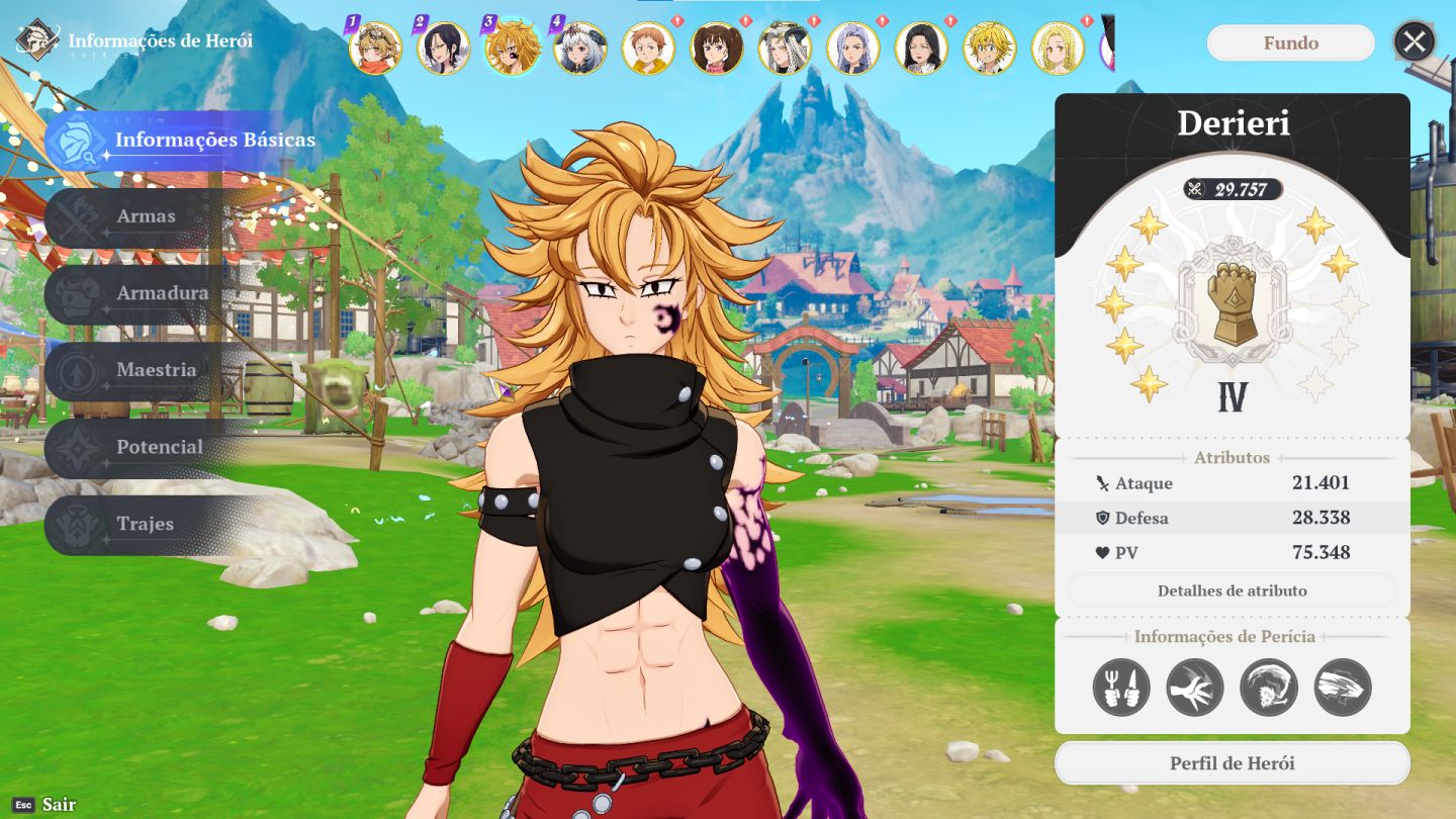 7DS ORIGIN | CONTA COM DERIERE P7 + MERLIN P5 + PERSONAGENS E RECURSOS