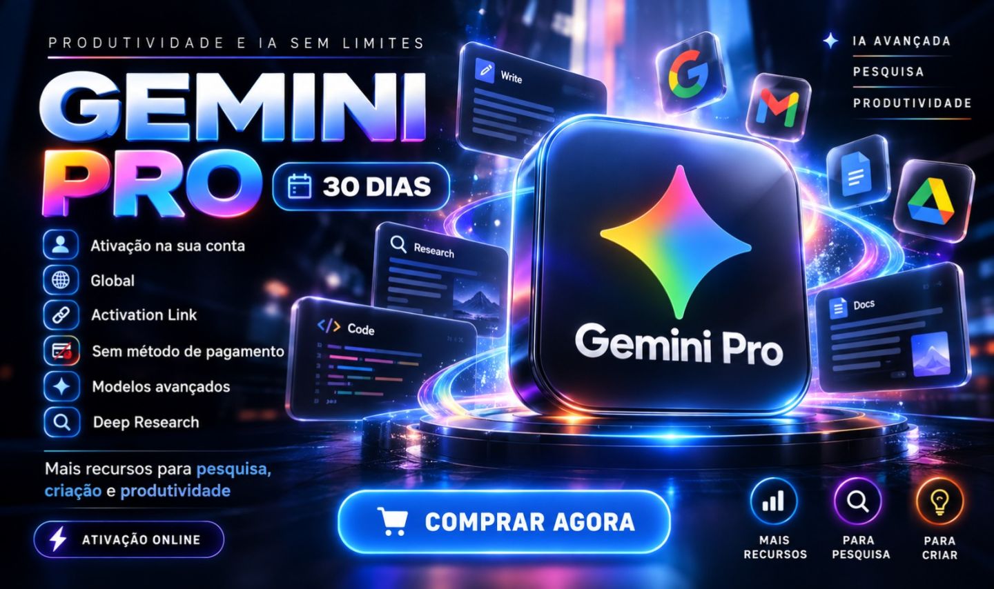 Gemini 3 Pro + 5TB + Veo 3.1 + Flow + Omni Flash | 30 Dias | Entrega Automática