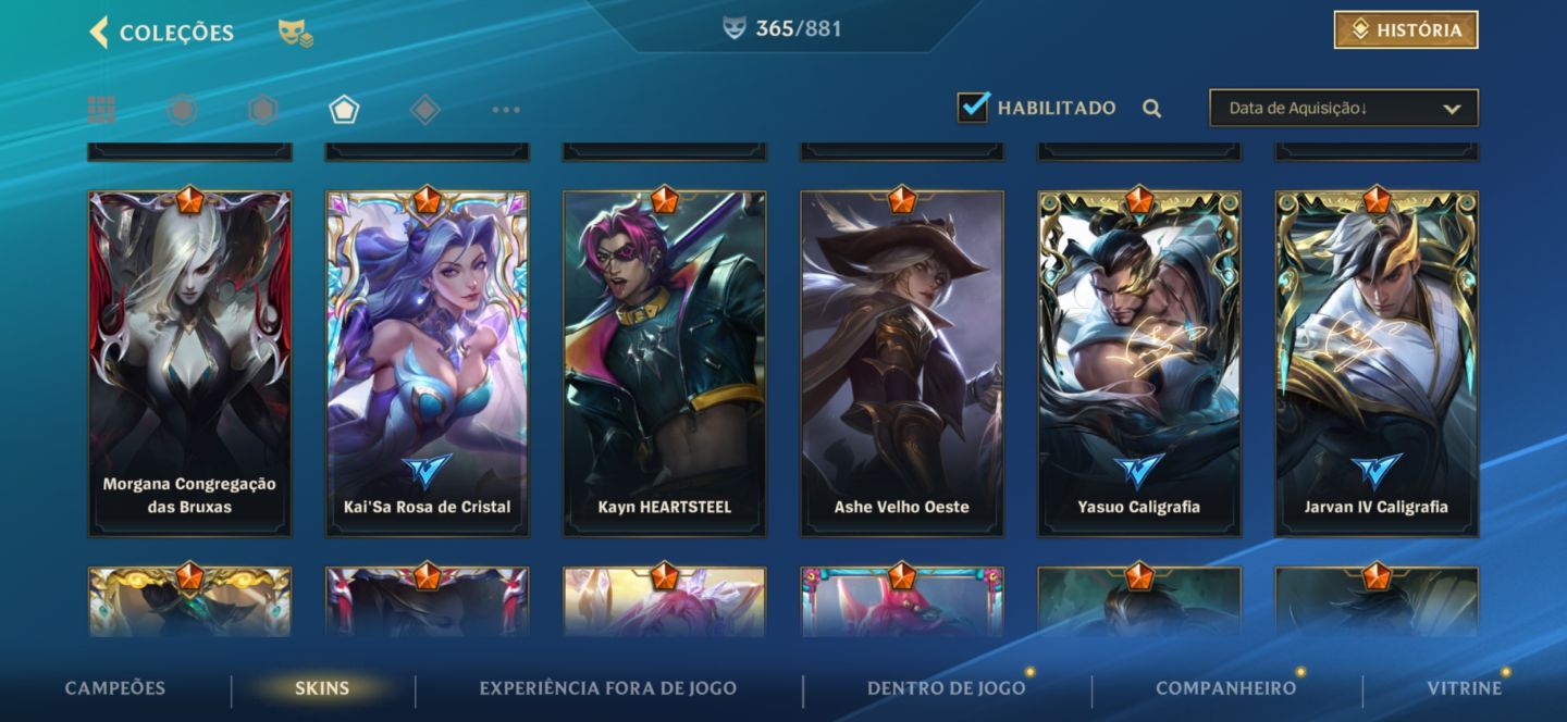 CONTA DE WILD RIFT EXTREMAMENTE COMPLETA 365 SKINS NA COLEÇÃO! | muitos gachas