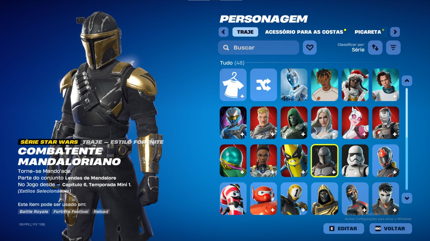 CONTA DE FORTNITE COM 46 SKINS | MANDALORIANO | JACK ESQUELETO | PROMOÇÃO!