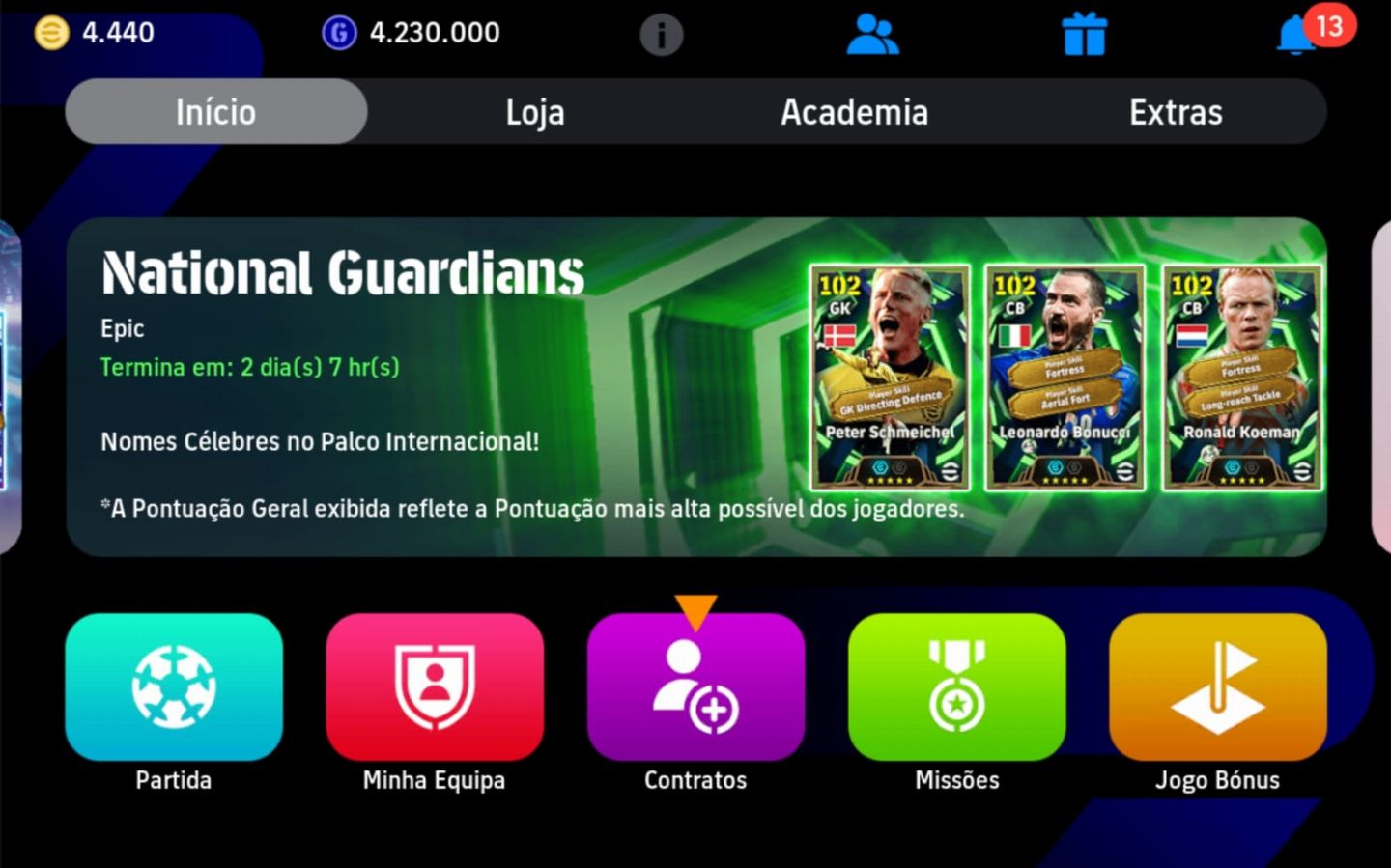 Contas EFOOTBALL MOBILE | 5050 MOEDAS + 4.9M GP + CRAQUES 95 OVERALL