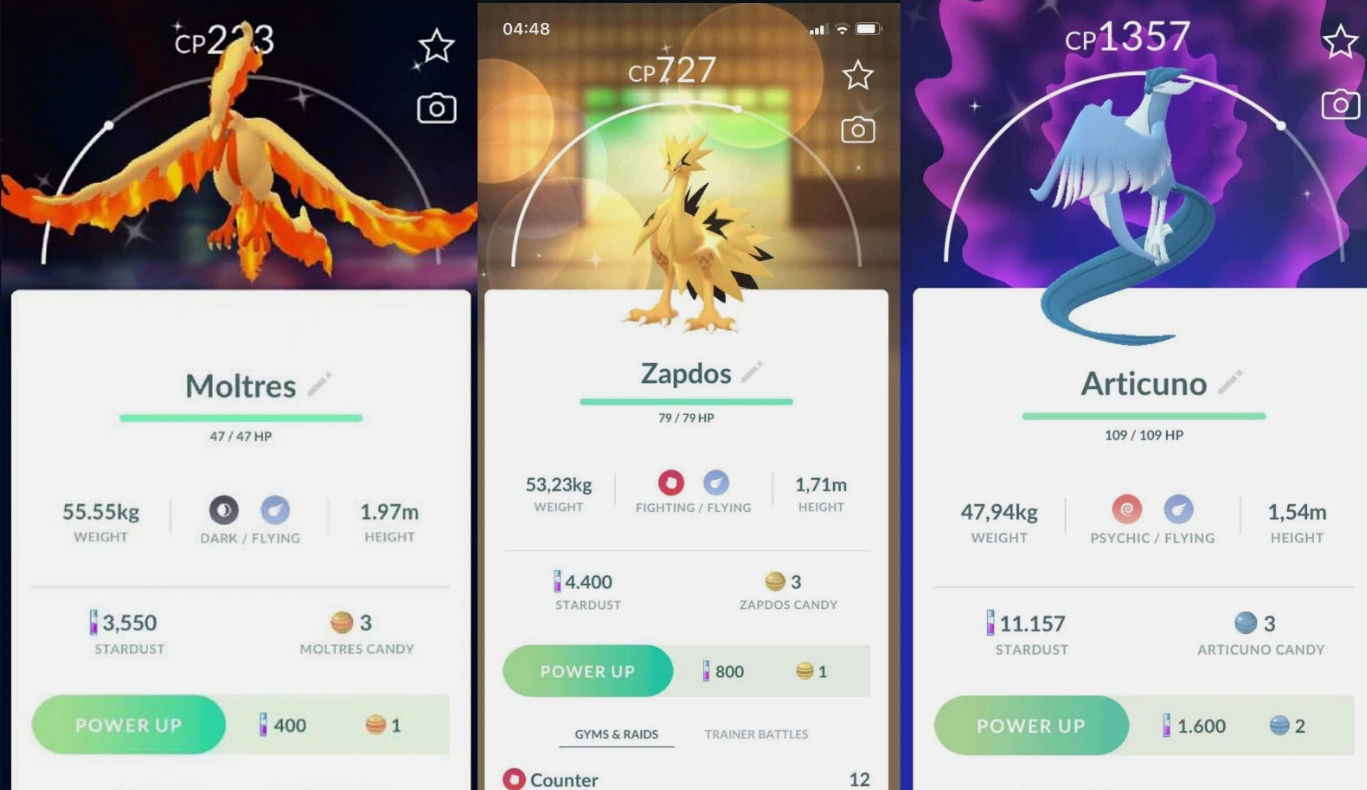 POKEMON GO AVES DE GALAR SHINY COMBO 3 AVES