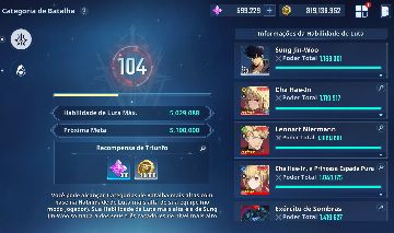 Solo Leveling: Arise Conta EndGame com 599K núcleos e 3900+ bilhetes
