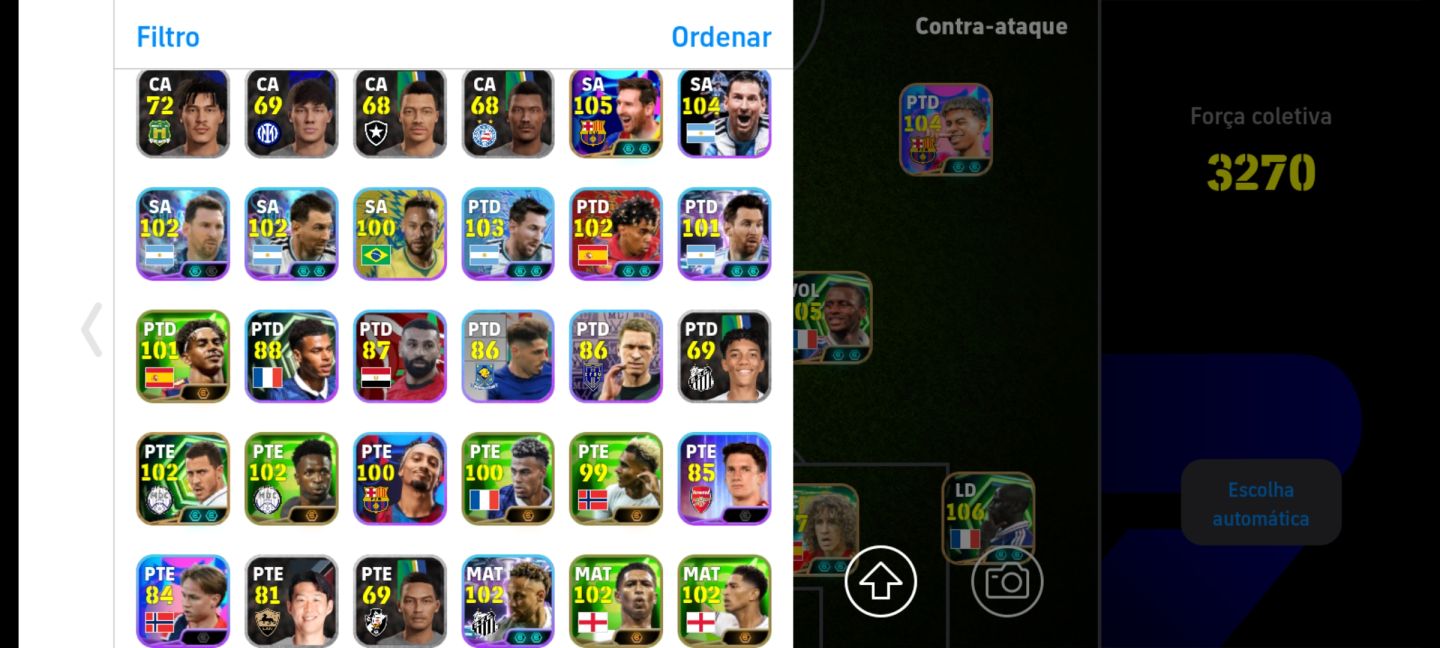 Time effotball mobile forte , força máxima ( 3290 ) , pode aumentar mais .
