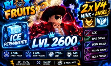 [50% De Desconto] Conta Blox Fruits LVL 2600 | 2 V4 | Ice Perm | CDK | SG