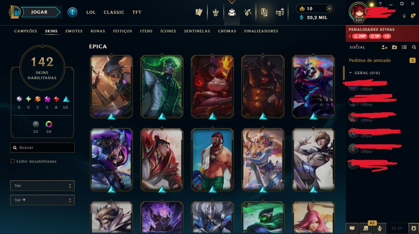 CONTA LOL LVL 409 | 142 SKINS | LUX ELEMENTALISTA + DJ SONA| OURO 3 | ÚNICO DONO