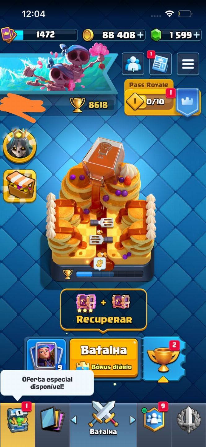 Conta Clash Royale 8600 Troféus Nível 14 1.500 Gemas Cartas Nvl 14 e Evoluções