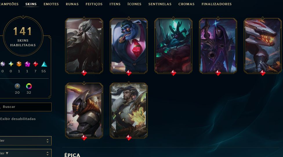 CONTA NIVEL 407 COM 141 SKINS