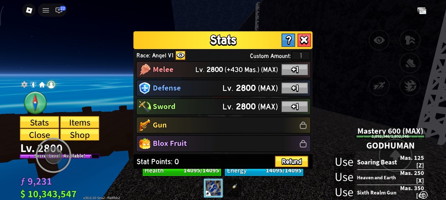 CONTA DE BLOX FRUITS Lvl 2800 + Ghm + 2 a 4 Frutas Miticas (olhe a descrição)