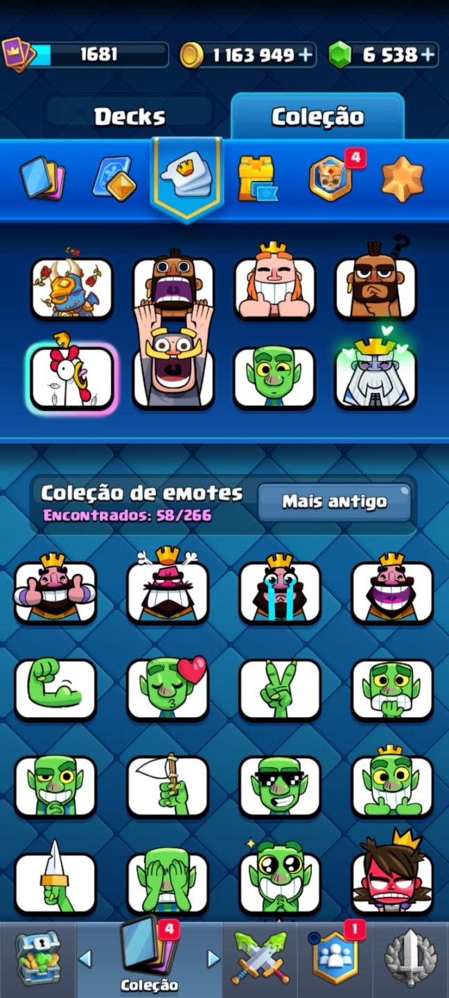 Super desconto 50% - CONTA CLASH ROYALE 1705 nivel de coleção