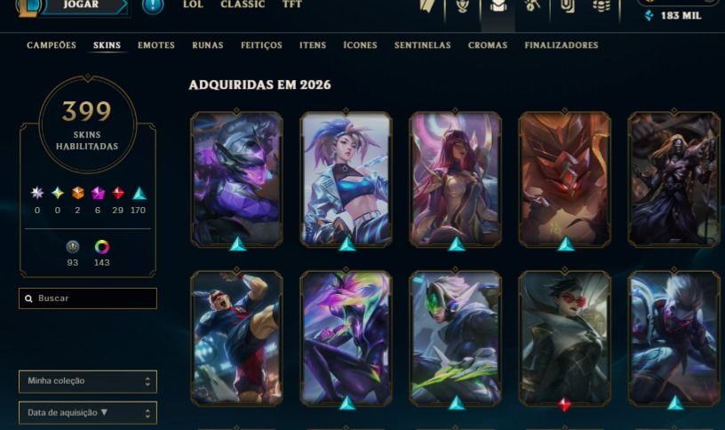 Conta LoL 400 skins, plat 4