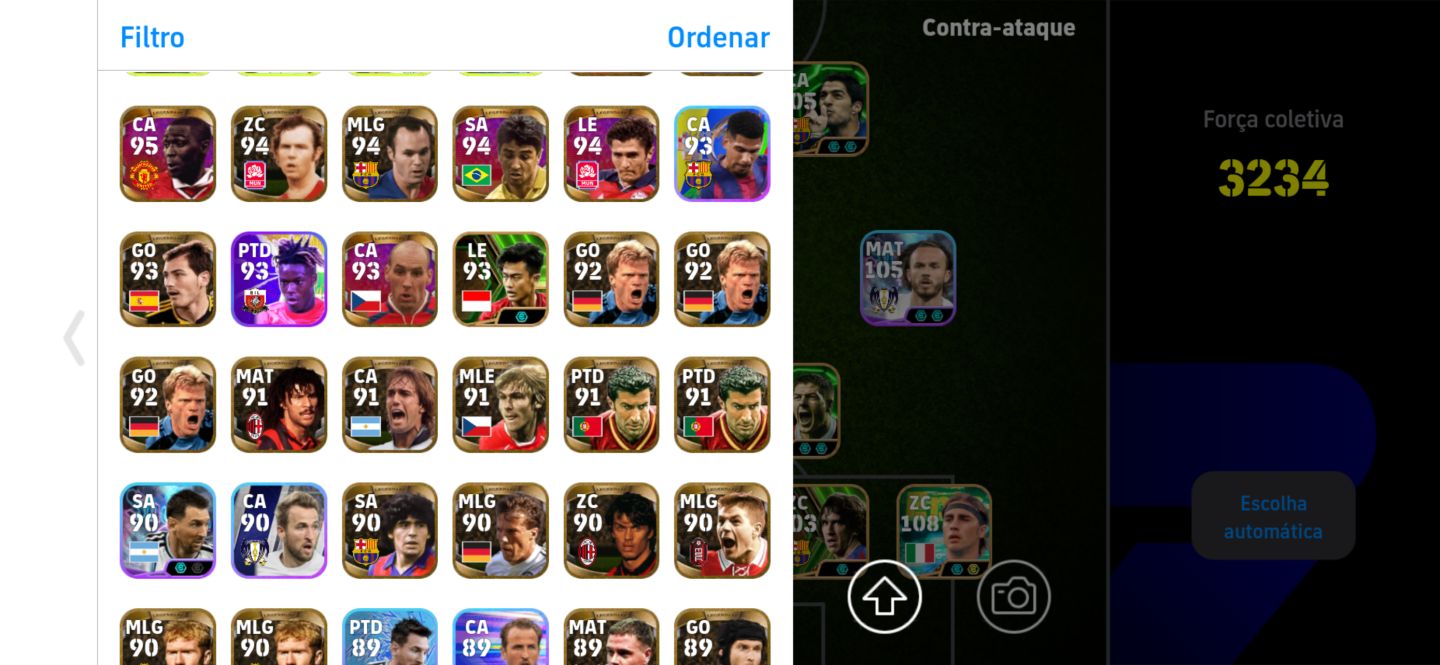 Conta efootball com Ronaldinho big time Messi blitz e Cannavaro 208