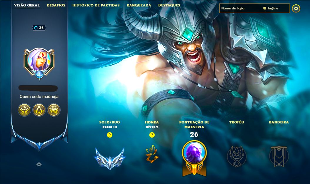 SKIN BRAUM VITORIOSO + [ PRATA 3 80% DE WIN RATE ] + [ TROCA NICK ]