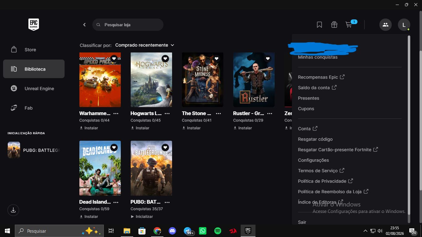 CONTA DE PUBG EPIC GAMES TODOS COMPETIDOR, SO NÃO A EVE,BERRYL MEDUSA KILL FEED