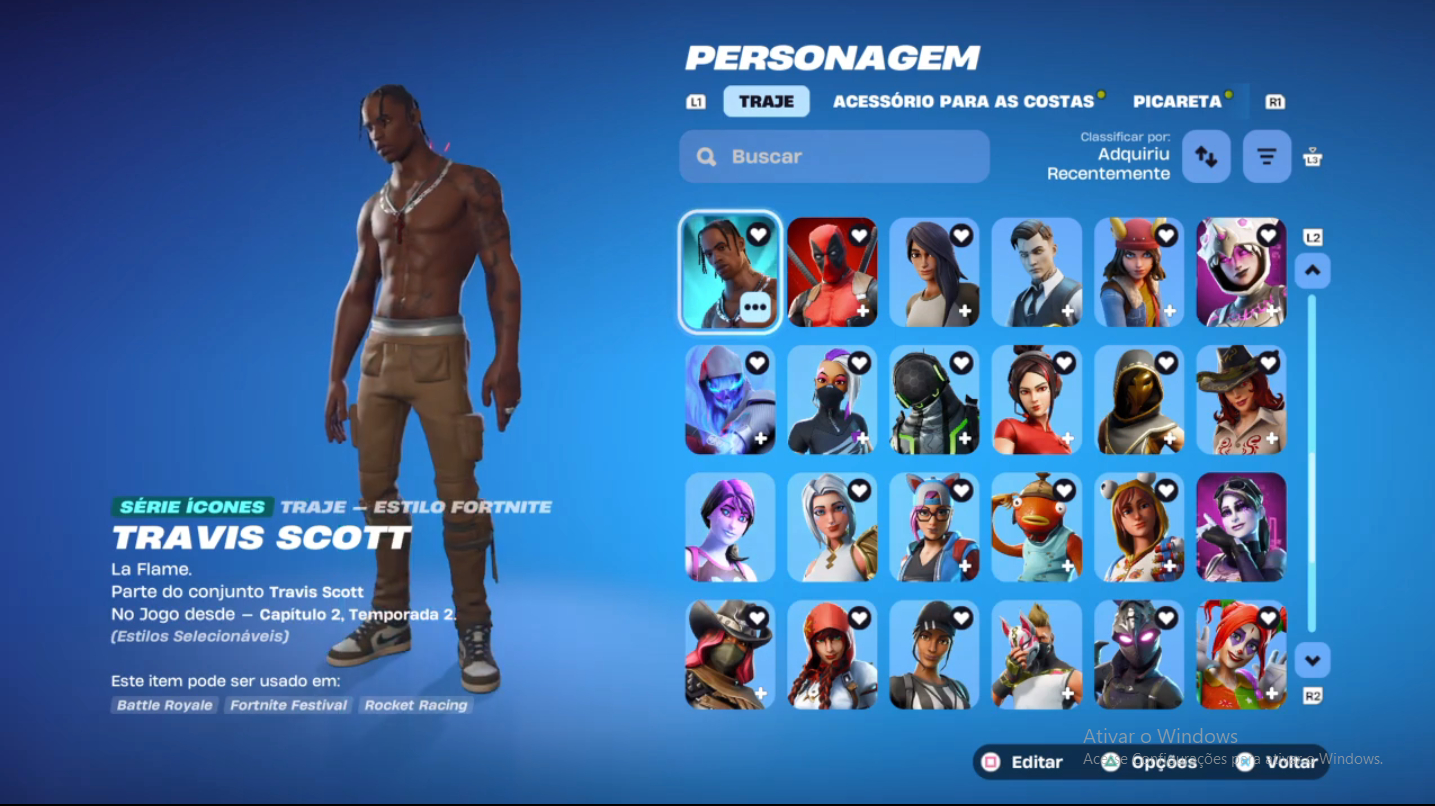 Conta Fortnite + Salve o Mundo OG (com Travis, Neymar e etc...) + 1.400 Vbucks