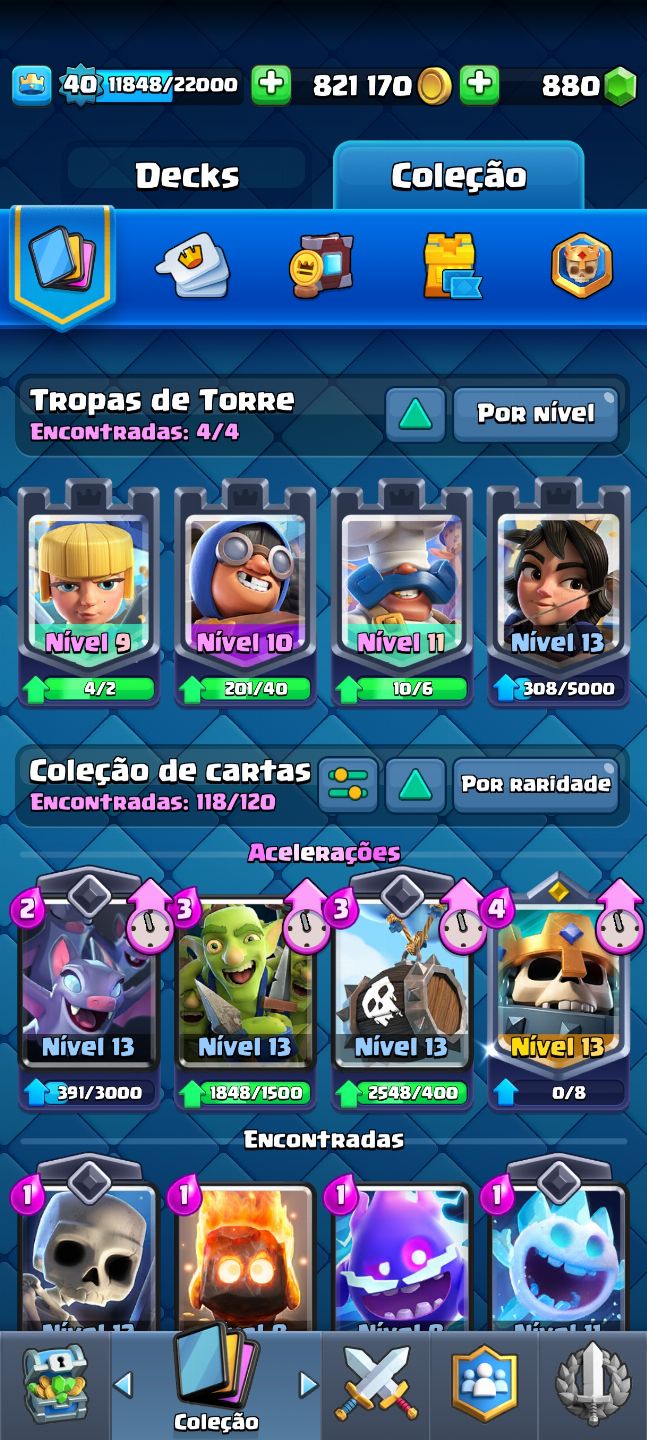 Clash Royale com 4 evoluções e arena 20