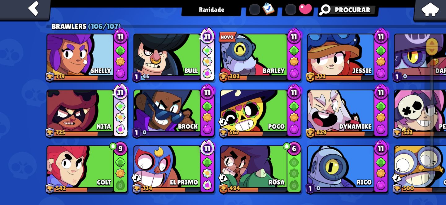 CONTA BRAWL STARS 2018 RARA SHELLY ESTELAR + FAMA LUNAR II