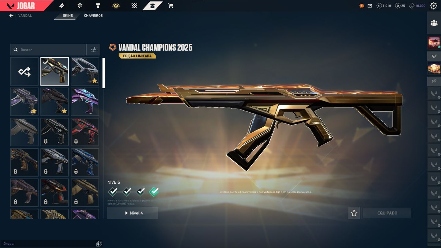 CONTA COM PACOTES CHAMPIONS E MUITAS SKINS / PREÇO NEGOCIAVEL