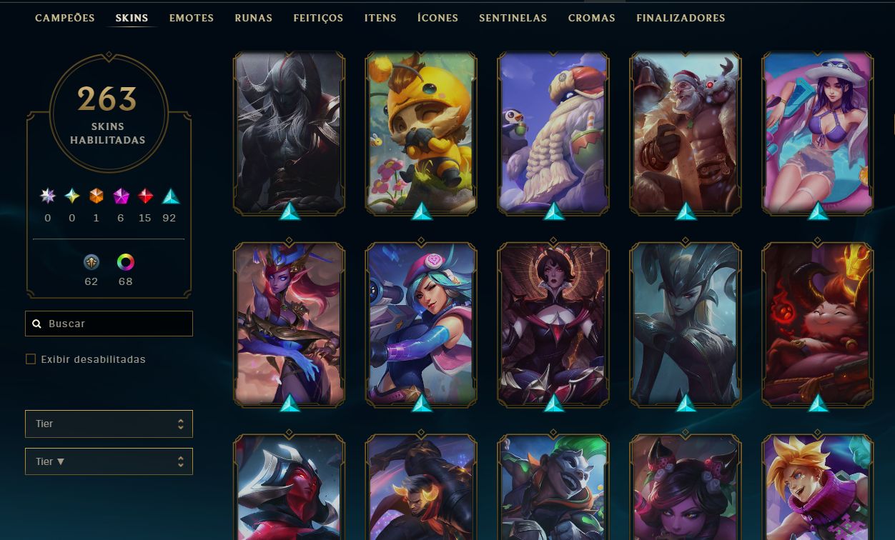 CONTA LEAGUE OF LEGENDS - 263 SKINS - ULTIMATE/MITICAS/LENDARIAS - FULL ACESSO
