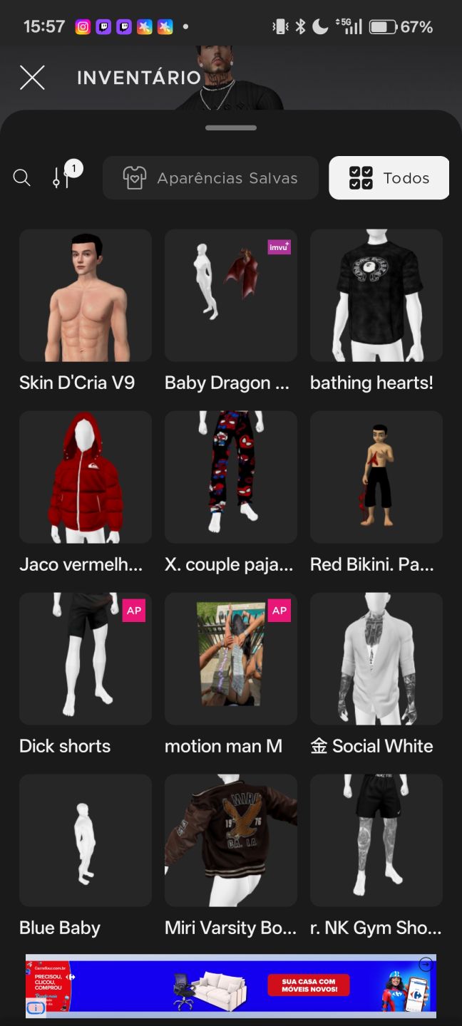CONTA IMVU AP E AGE, COM KID E ADULTO