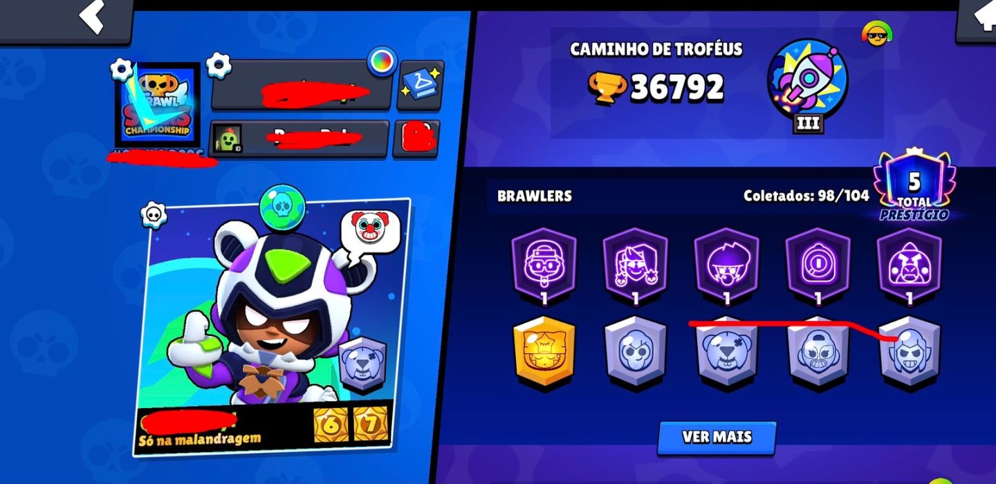 [CONTA DE BRAWL 36K DE TROFEUS | 98 BRAWLERS 13 LENDARIOS ( CONTA DE 2019) ]