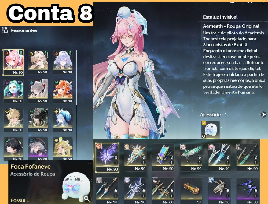 Contas de Wuwa Yangyang Xuanling S3R1, Lynae R1, Hiyuki S1R1 e mais