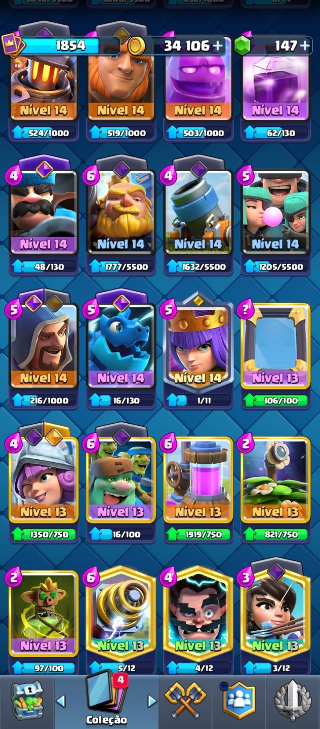 CONTA CLASH ROYALE NÍVEL 16 | 9 CARTAS LVL 16 | 13K TROFÉUS | ARENA 31 | 185 EMO