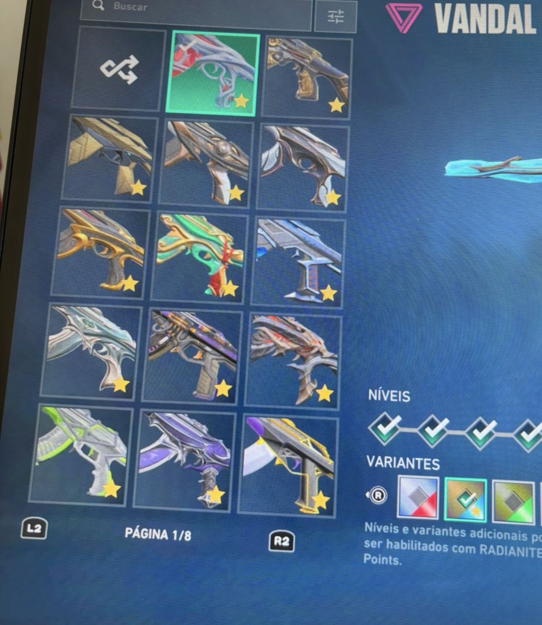 Conta radiante de valorant com skin de todas as armas