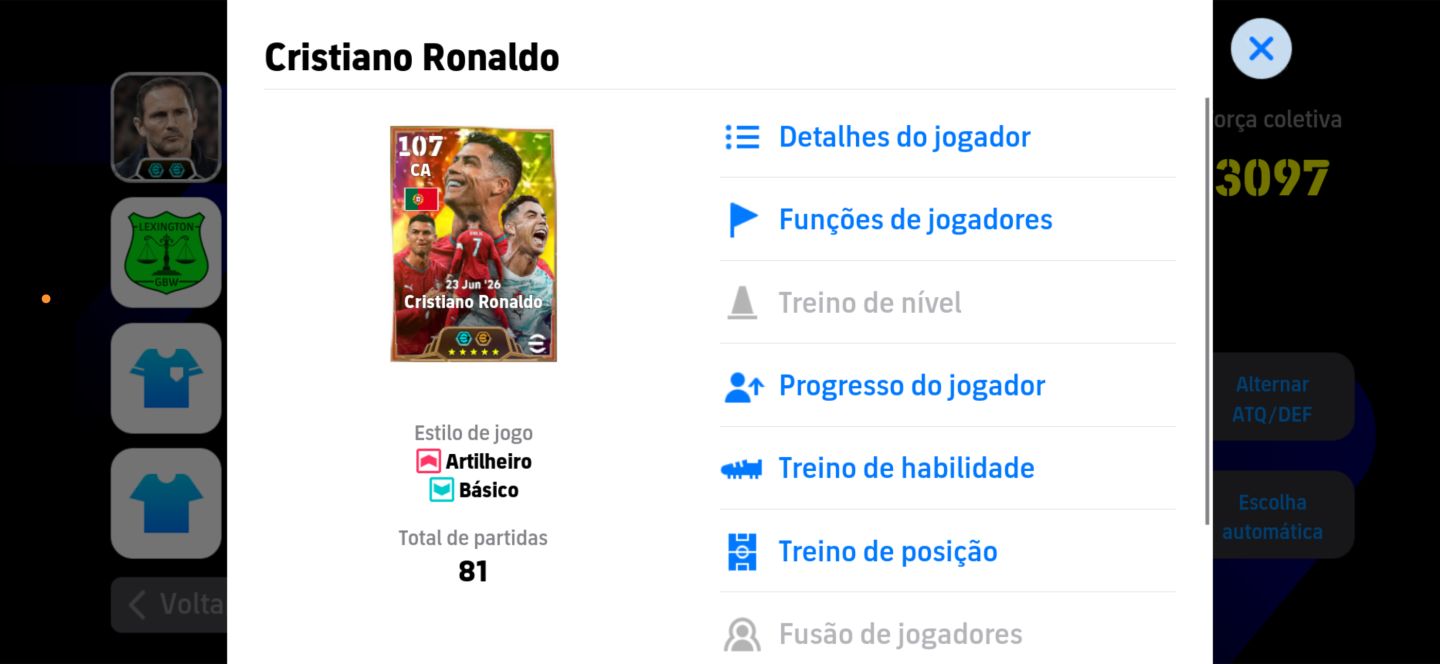 Conta efootball novo Cristiano 107 aguero 104 blitz culler(preço negociavel)