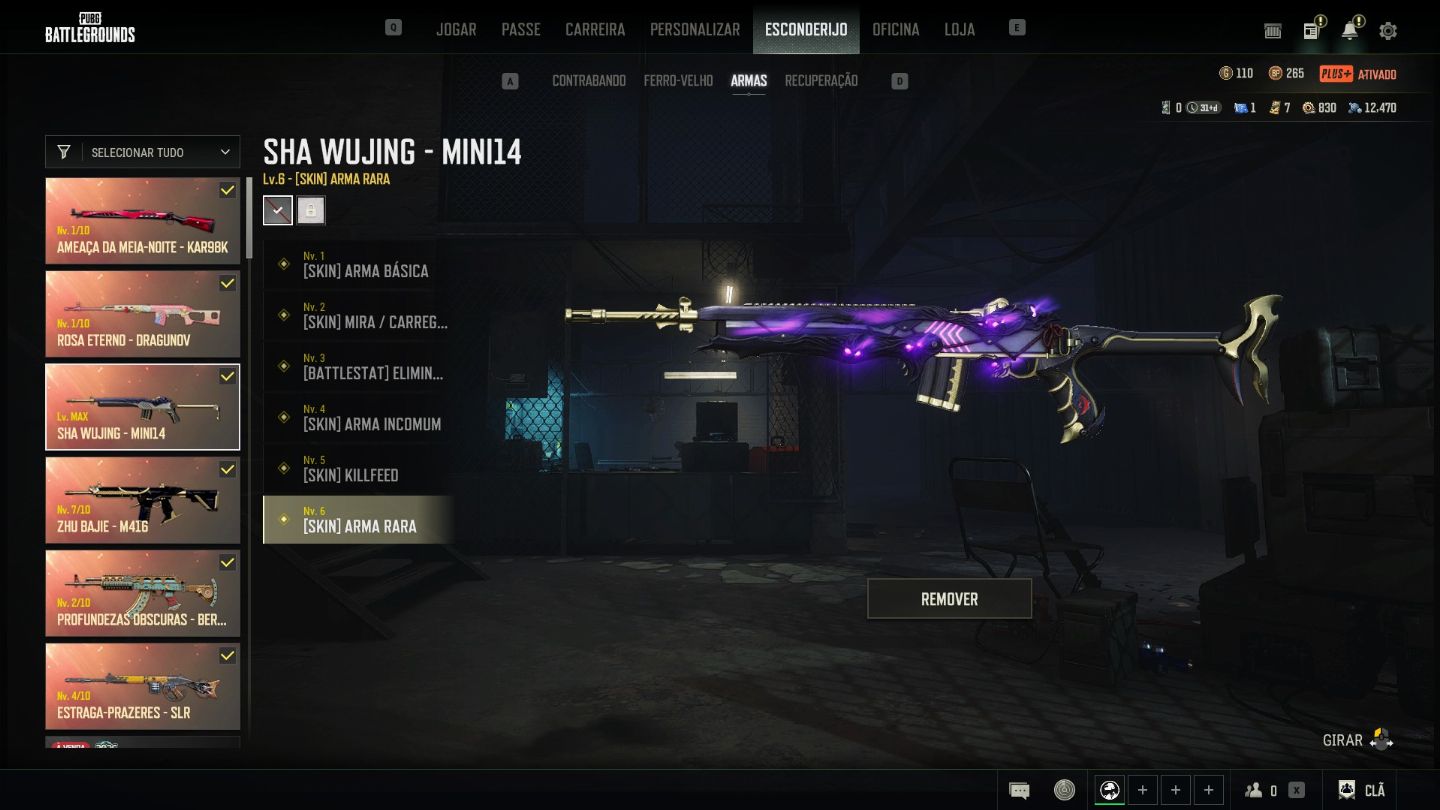 Conta de PUBG Plus STEAM - LVL 500 - 3.420 horas - 6 Armas Pregressivas + croma