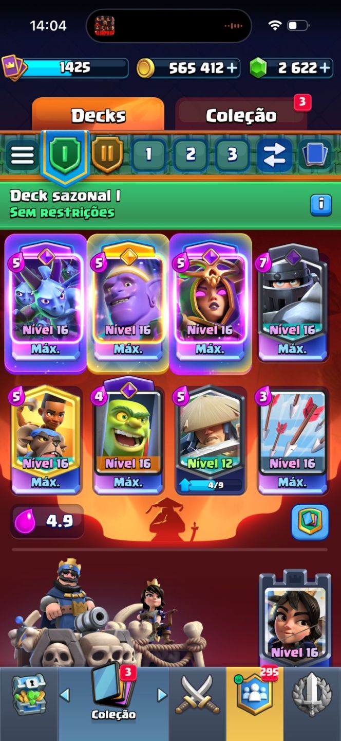 CONTA CLASH ROYALE, 14000 TROFEUS, 17 EVOLUÇÕES, 9 CARTAS ELITE(16) REI16 9 ANOS