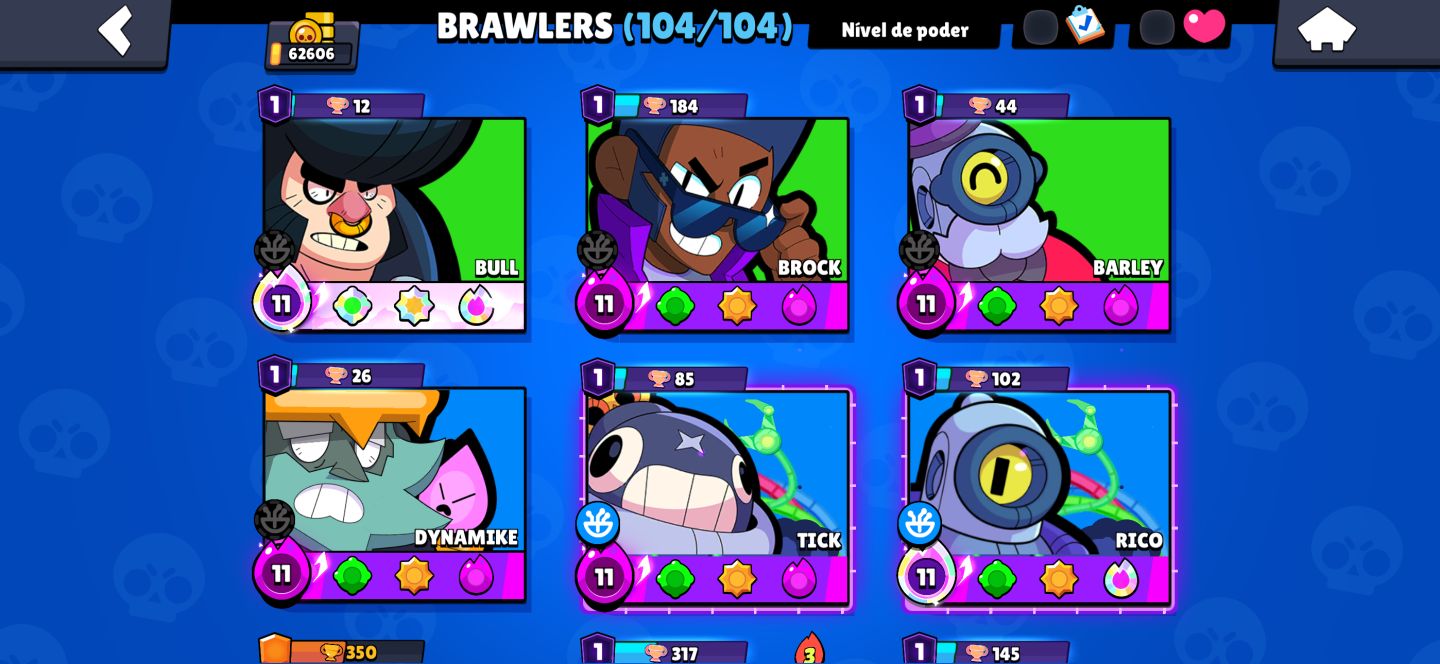 Conta TOPADA 106/106 com 57 brawl 11 com hipercarga