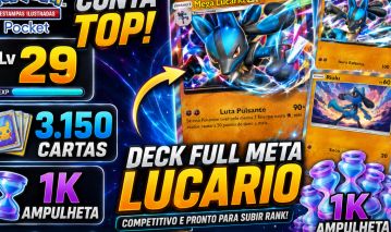 CONTA POKEMON TCG POCKET COM DECK DO LUCARIA FULL META E 1K DE AMPULHETA