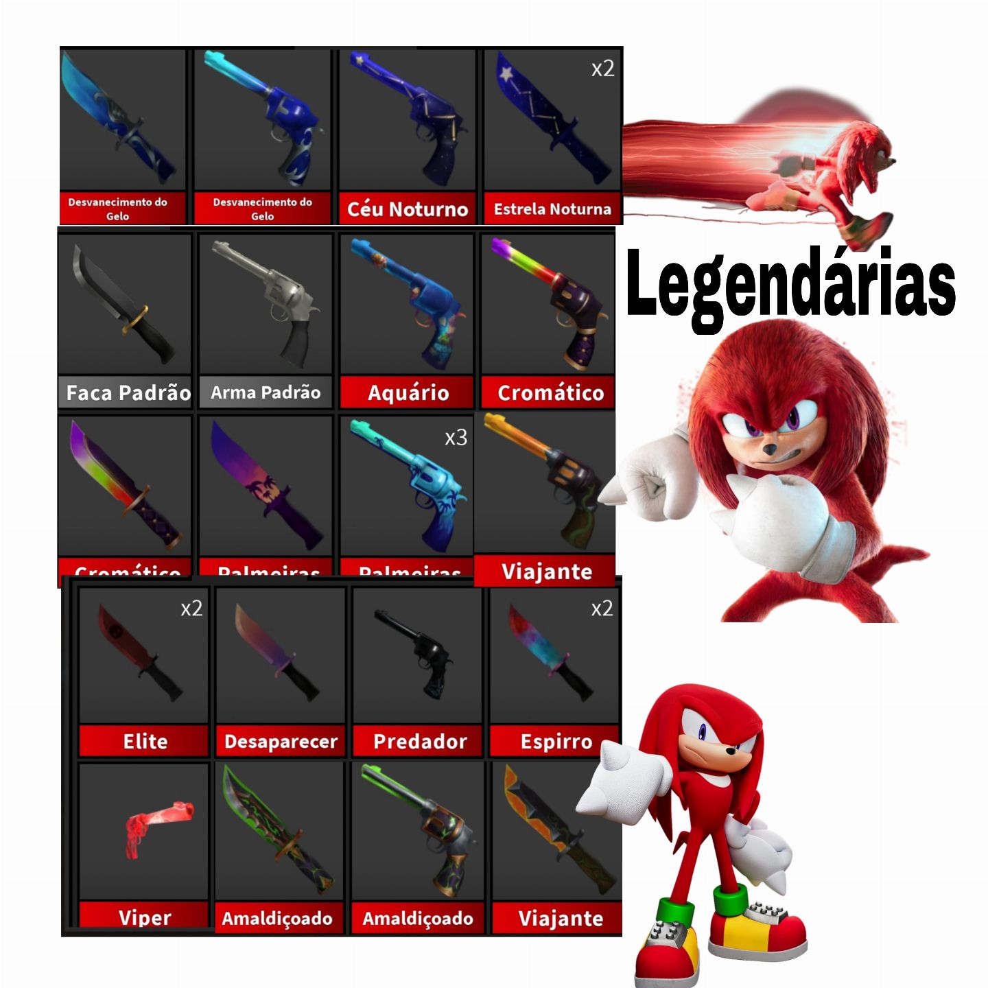 Facas Comuns Murder Mystery 2 (leia descrição)
