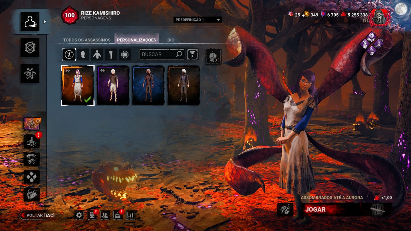 Conta DBD com bordas legacy, DLC do Myers, muitas skins e P100