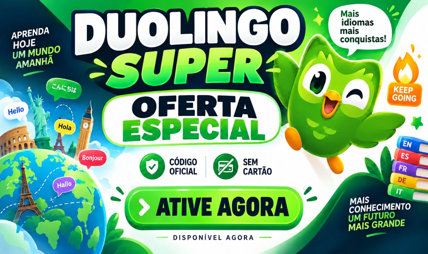 DUOLINGO SUPER [1 MÊS + BRINDE] | APRENDA OUTRO IDIOMA DIVERTINDO