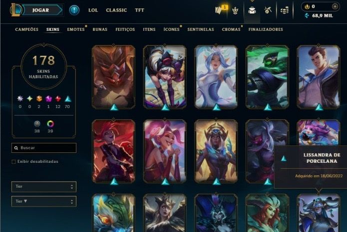 Conta de LOL: Nível 292, esmeralda 2 na flex, platina 2 na solo/duo