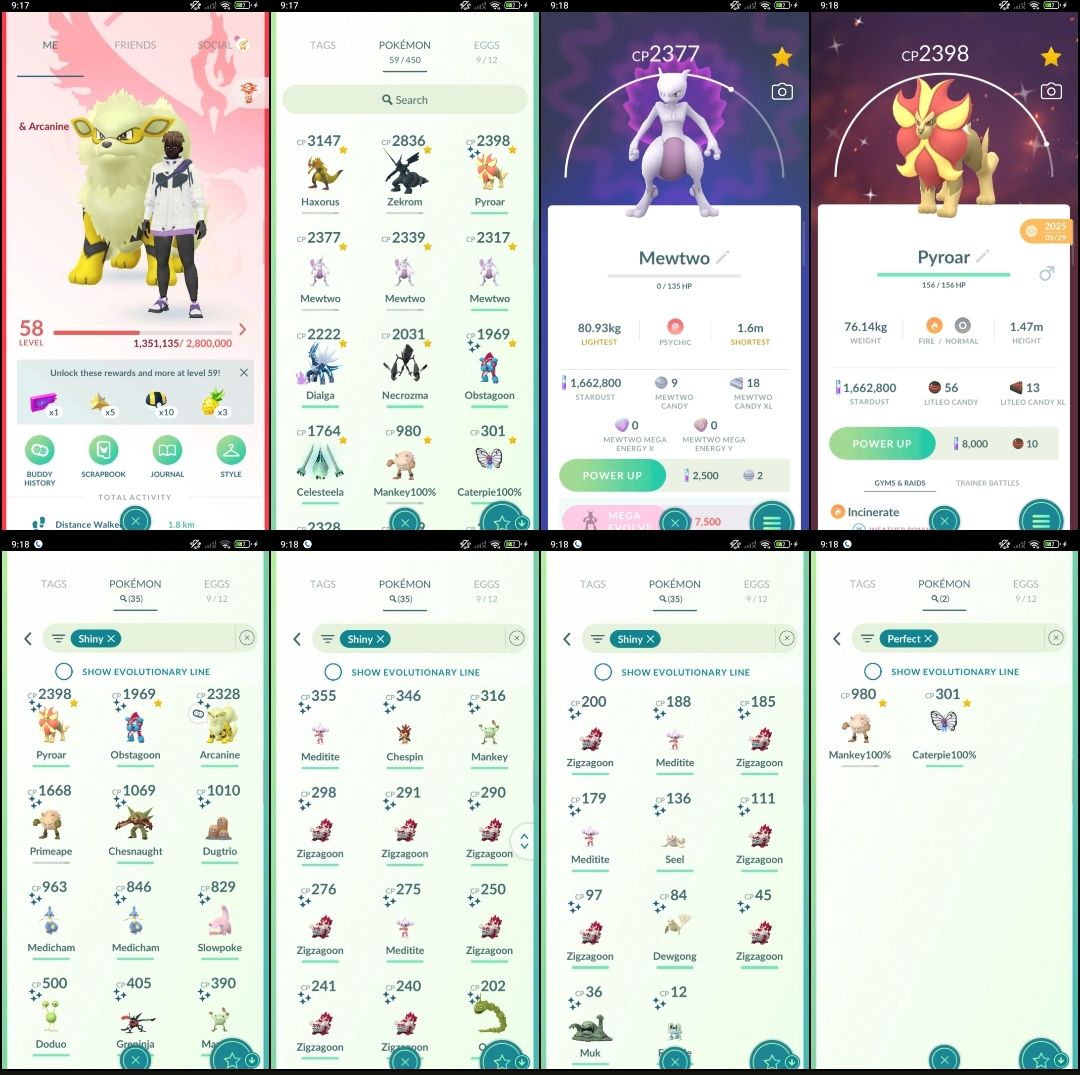 LVL 58 | 35 SHINIES + 1.6M DUST + ZEKROM + 3 MEWTWO + DIALGA f160