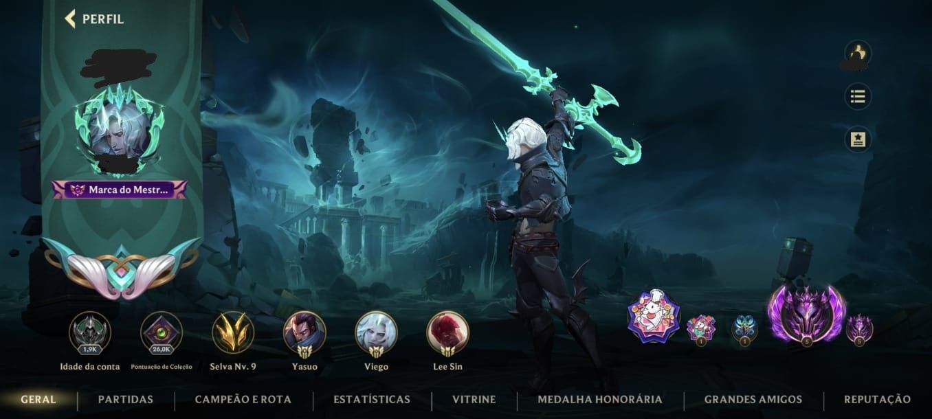Conta platina bom mmr e vinculada conta wild rift no Mestre cheio de coisa tbm.