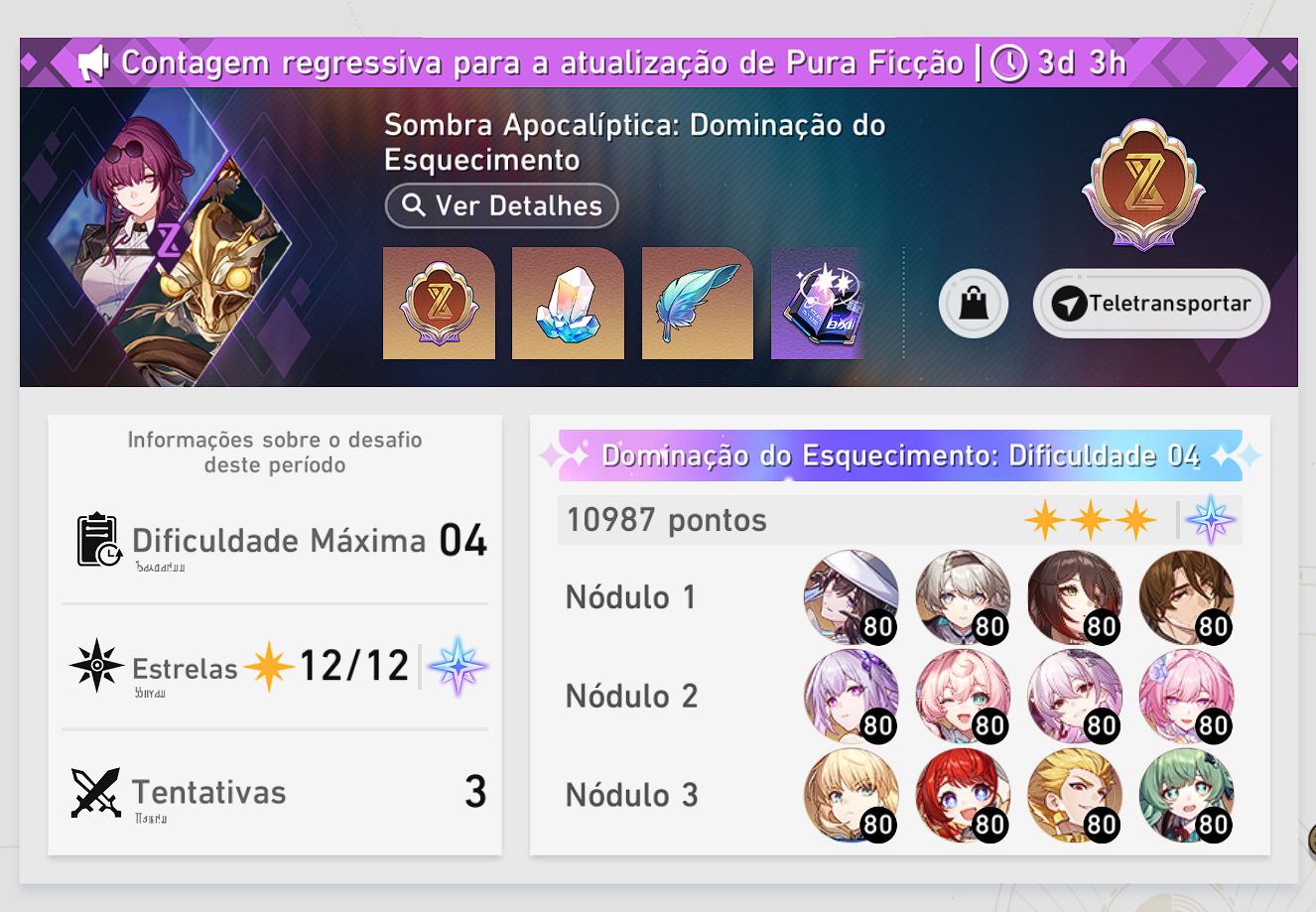 Conta Honkai Endgame Saber e6 Castorice e Evernight e2 Firefly e2