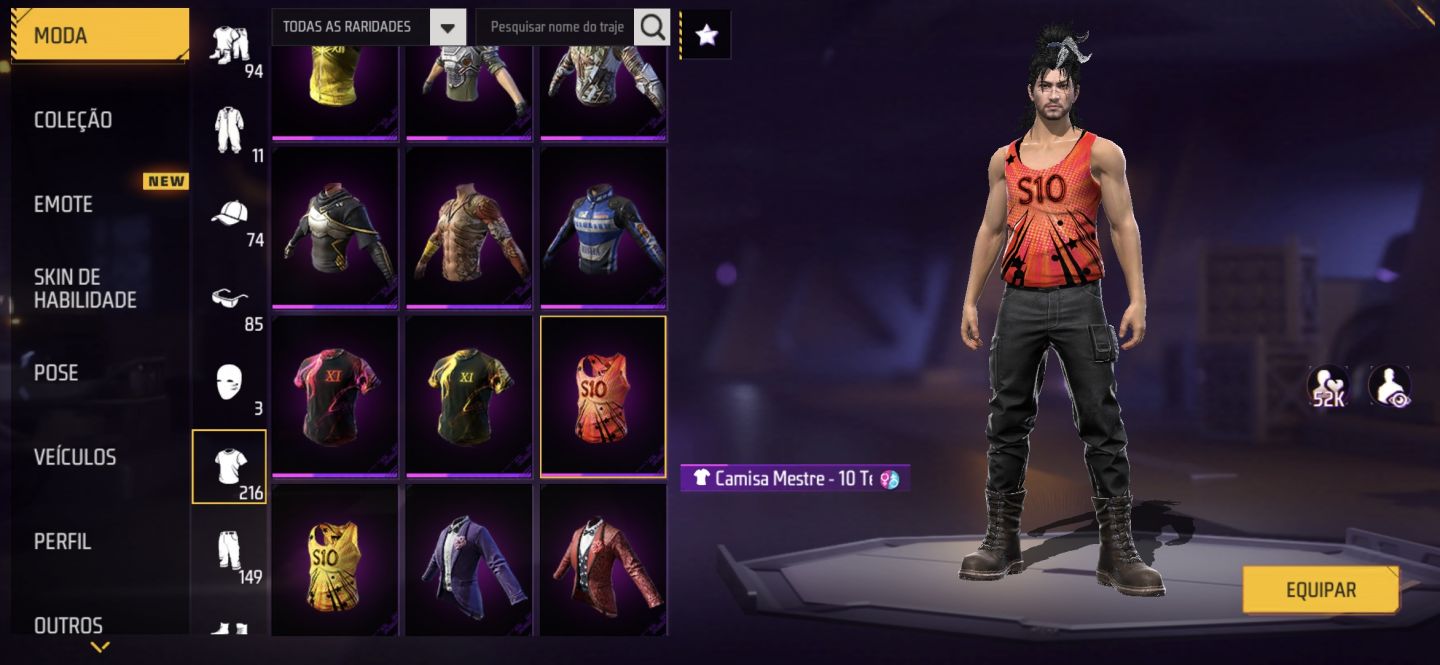 Conta de Free Fire antiga rara com itens raros