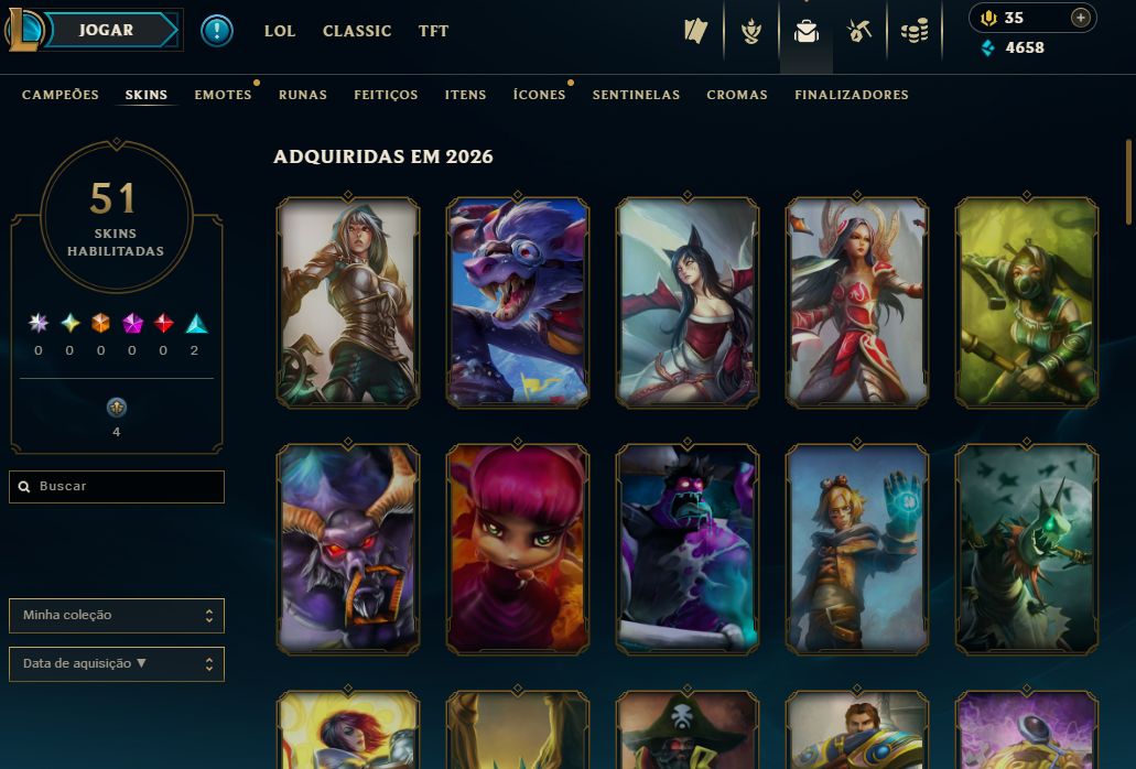 [Entrega Automática] Conta Lol Bronze, 51 Skins, Upada na Mão, Lvl 43, 60 Champs